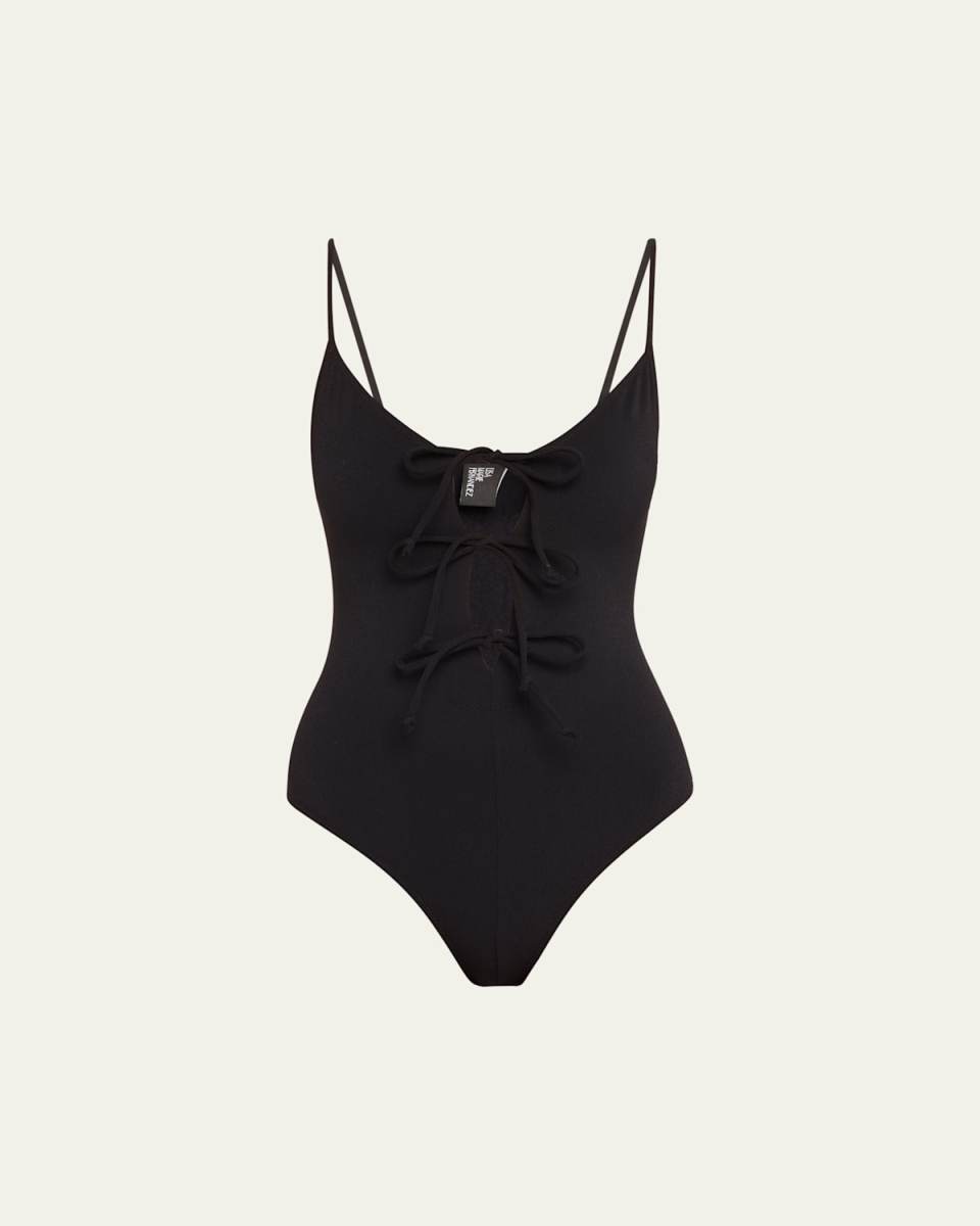 Crepe Three Tie One-Piece Swimsuit